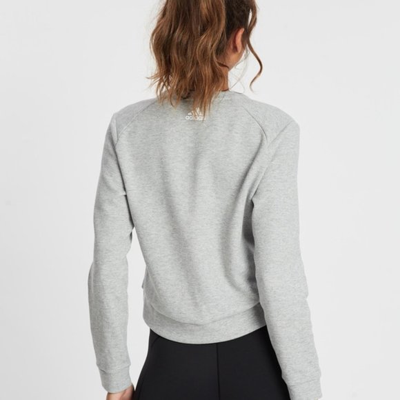 NEW Adidas 3-Stripes Performance Sweatshirt SZ XS Split Cut Front Gray - Picture 6 of 6